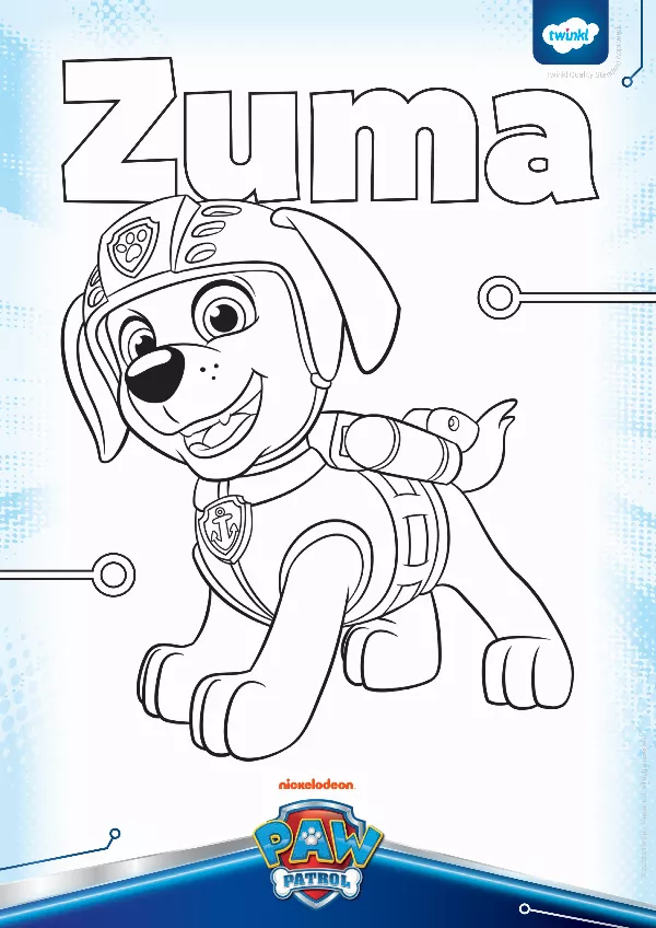 Zuma Colouring Sheet